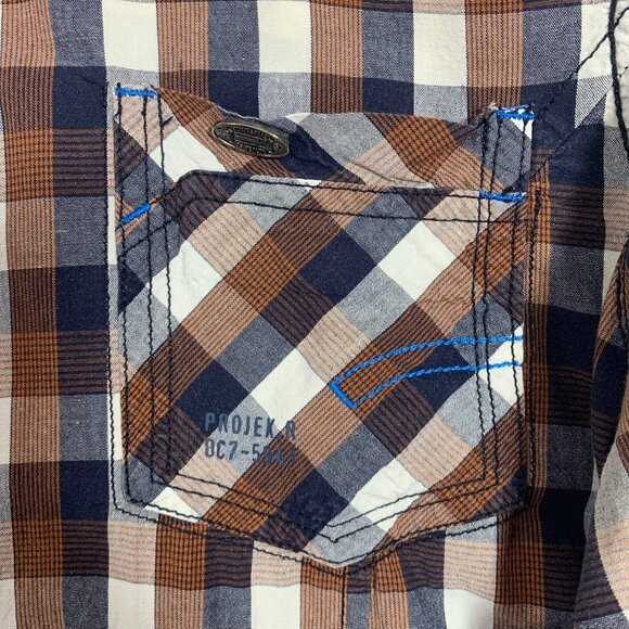 PROJEK RAW long sleeve cotton plaid shirt size medium - Picture 14 of 16